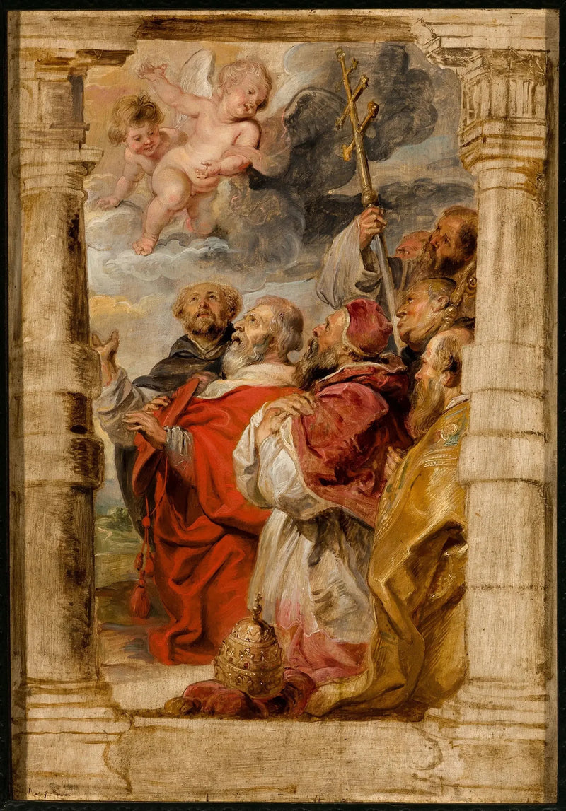 De prinsen van de Kerk aanbidden de Eucharistie - Peter Paul Rubens