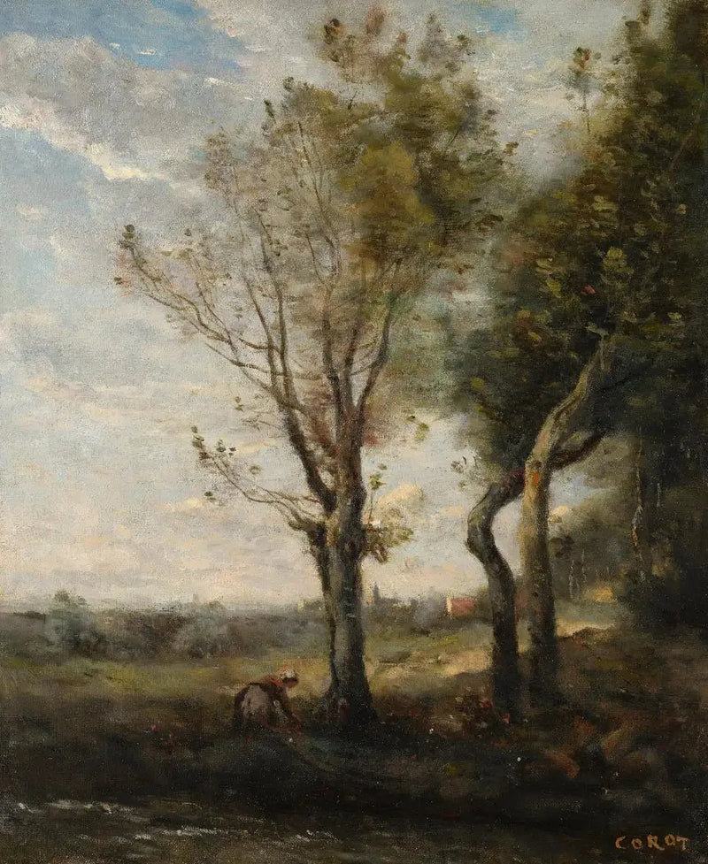 De vier bomen aan de rand van de vlakte - Jean-Baptiste Camille Corot