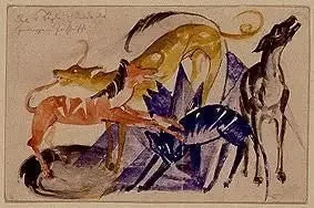 De vier gezelschaps honden van prins Jusuff - Franz Marc