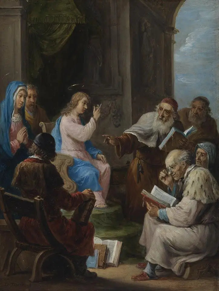 De vijftien geheimen van de rozenkrans: de twaalfjarige Christus tussen de dokters van de tempel - David Teniers de Jonge

Source:
Les quinze secrets du rosaire : le Christ de douze ans parmi les docteurs du temple - David Teniers le Jeune