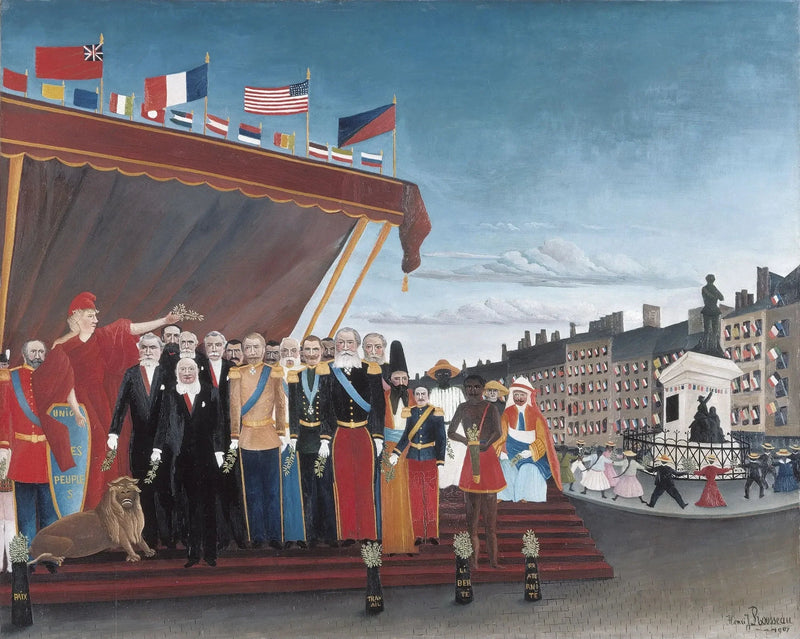 De vertegenwoordigers van buitenlandse mogendheden die de Republiek komen groeten als teken van vrede - Henri Rousseau