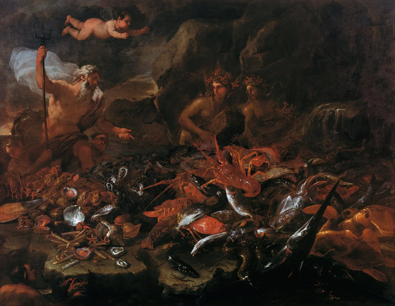 De rijkdommen van de zee met Neptunus, tritons en twee Nereïden - Luca Giordano