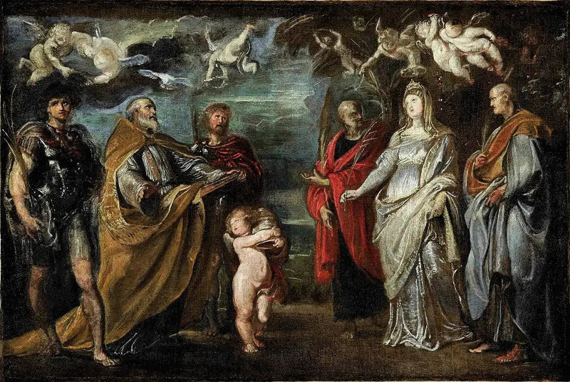 De heiligen Maure, Gregorius, Papianus, Nereus, Domitilla en Achilleus - Peter Paul Rubens