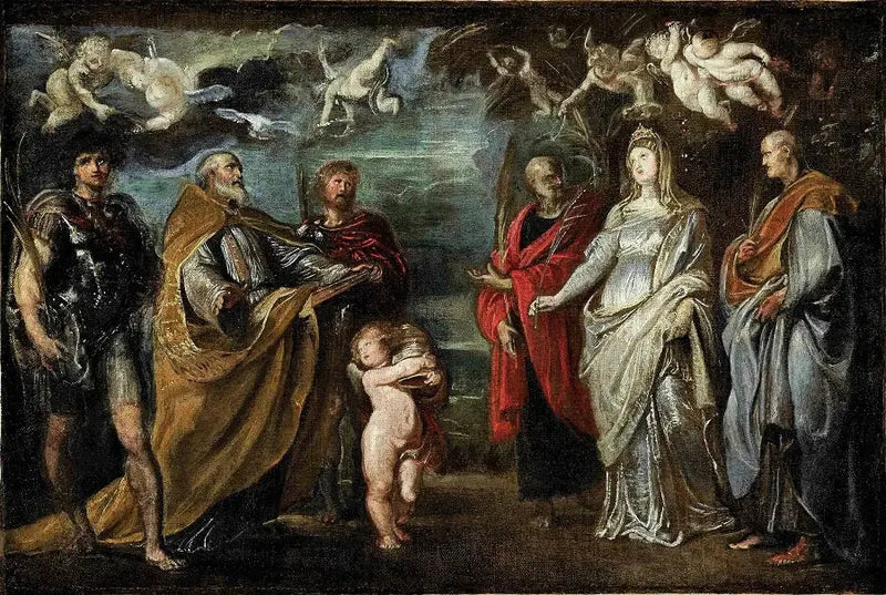 De heiligen Maure, Gregorius, Papianus, Nereus, Domitilla en Achilleus - Peter Paul Rubens