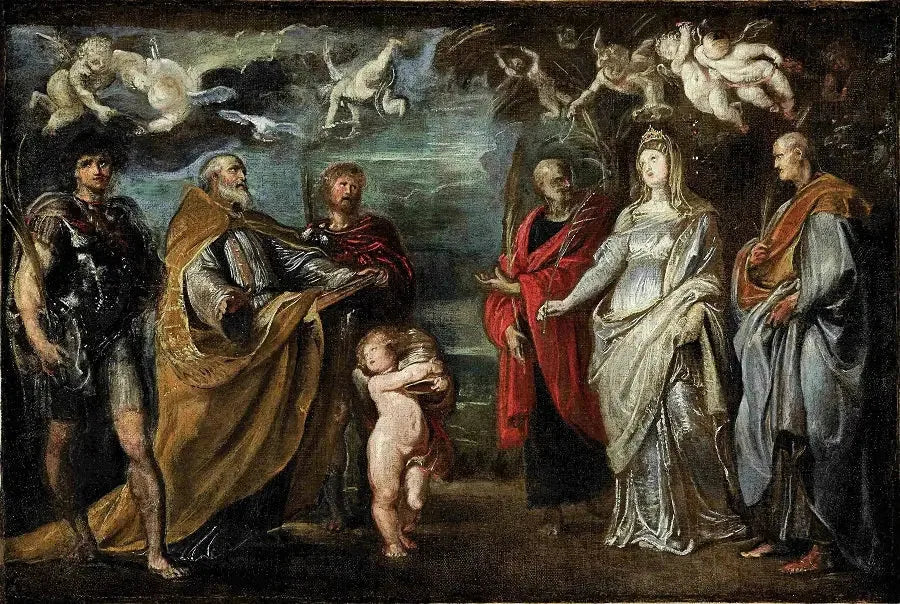 De heiligen Maure, Gregorius, Papianus, Nereus, Domitilla en Achilleus - Peter Paul Rubens