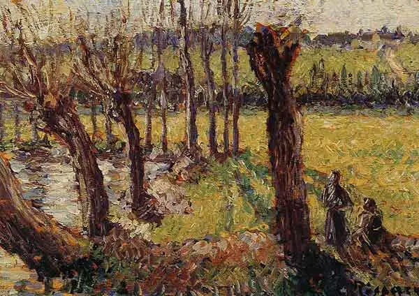 De Wilgen in de winter, Eragny - Camille Pissarro