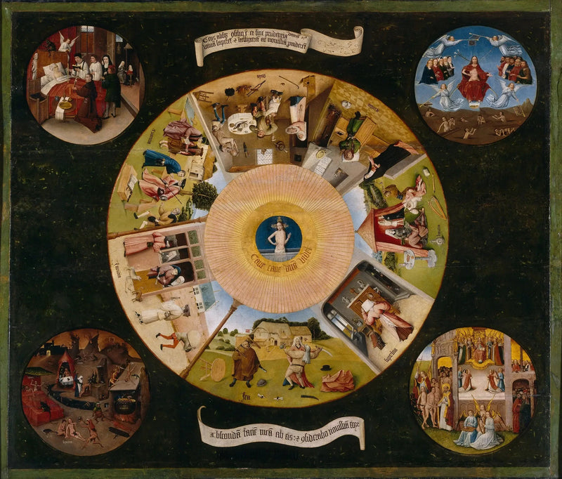 De Zeven Hoofdzonden en de Vier Laatste Menselijke Stappen - Hieronymus Bosch