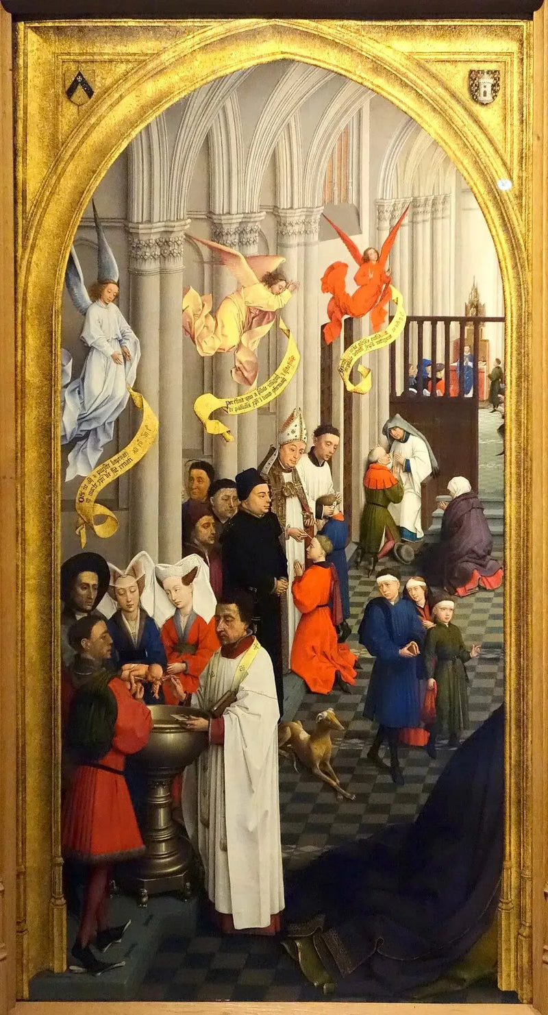 De zeven sacramenten (linker paneel) - Rogier van der Weyden