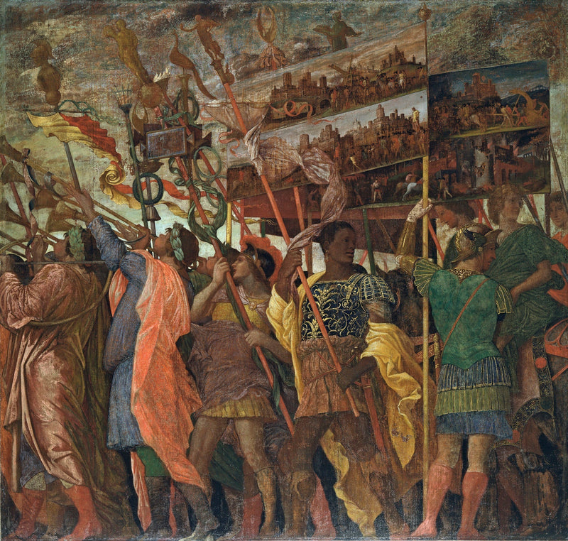 De Triomfen van Caesar: 1. De Tafeldragers - Andrea Mantegna