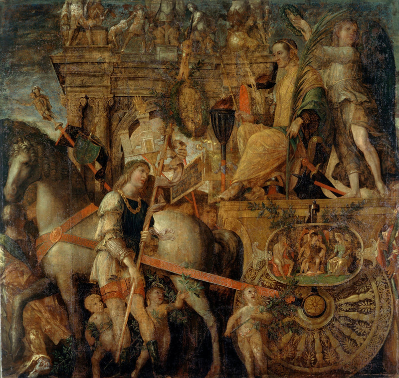 De Triomfen van Caesar: 9. Caesar op zijn strijdwagen - Andrea Mantegna