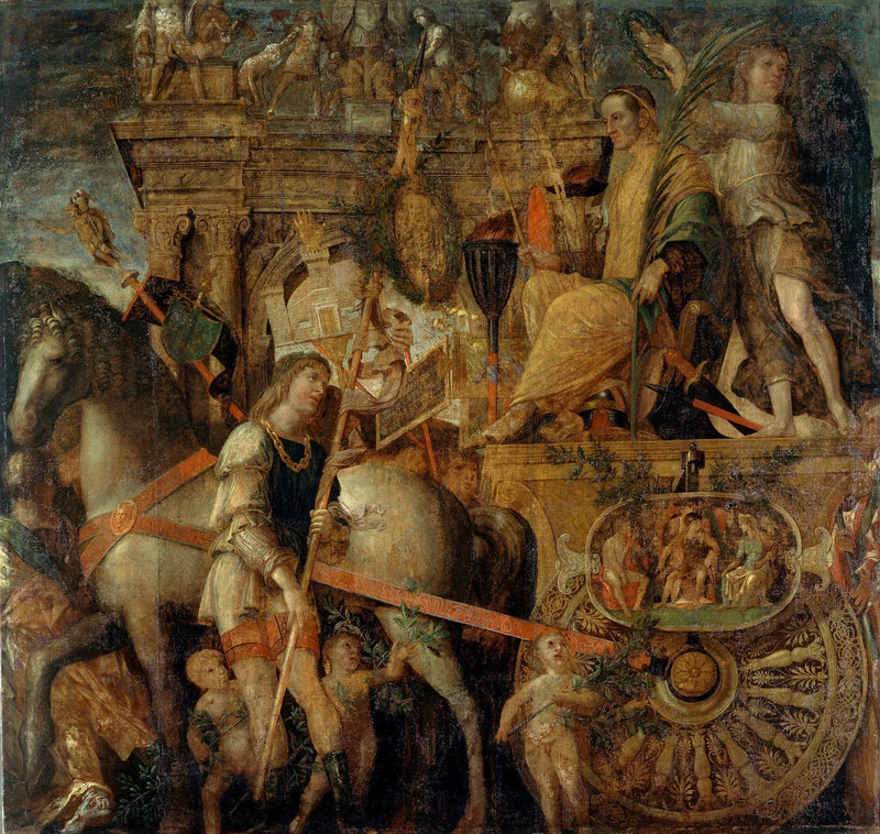 De Triomfen van Caesar: 9. Caesar op zijn strijdwagen - Andrea Mantegna
