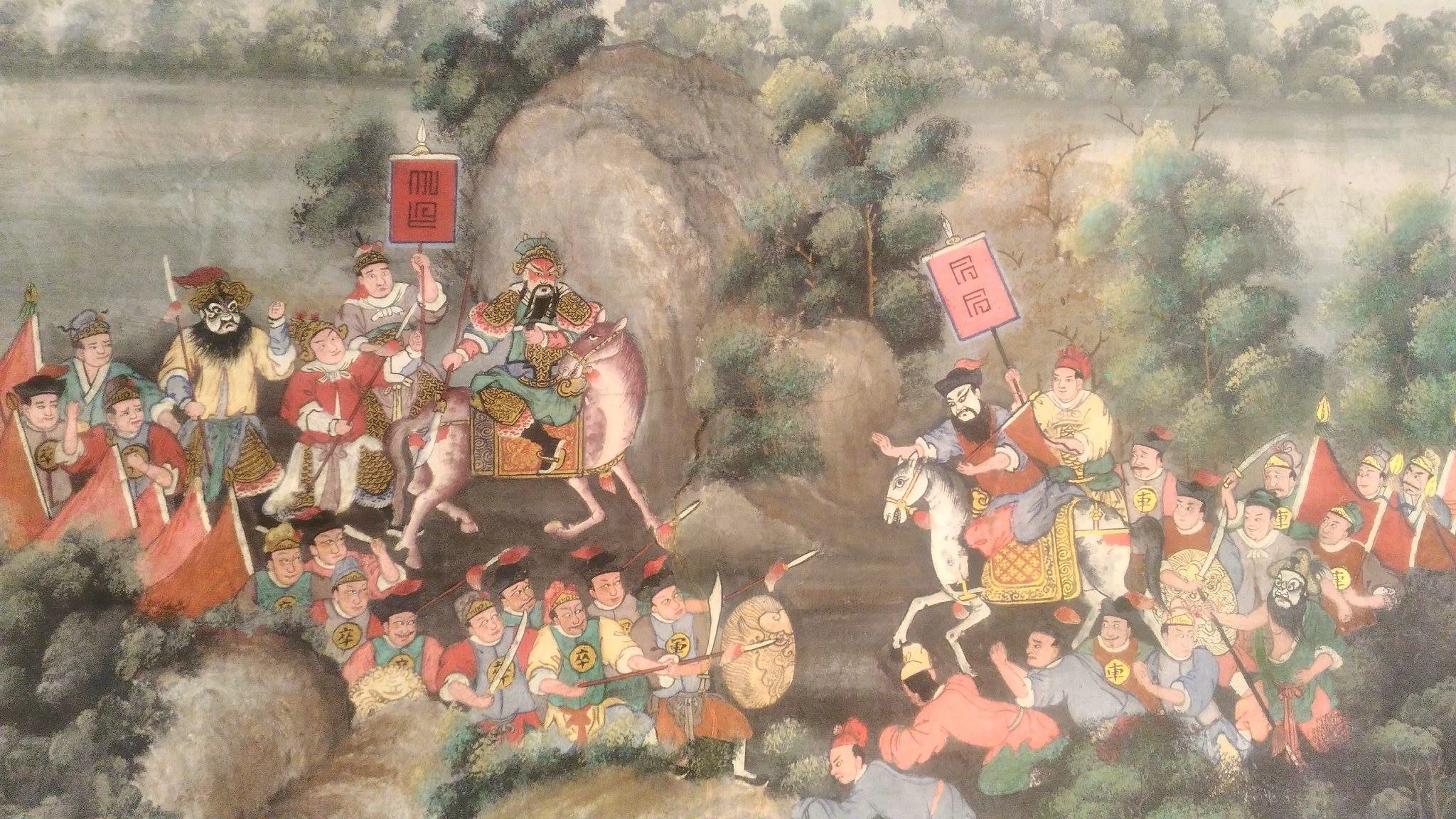 Les Trois Royaumes, panneau 7 de Wat Bowonniwet, Ateliers de Wat Bowonniwet, XIXe siècle