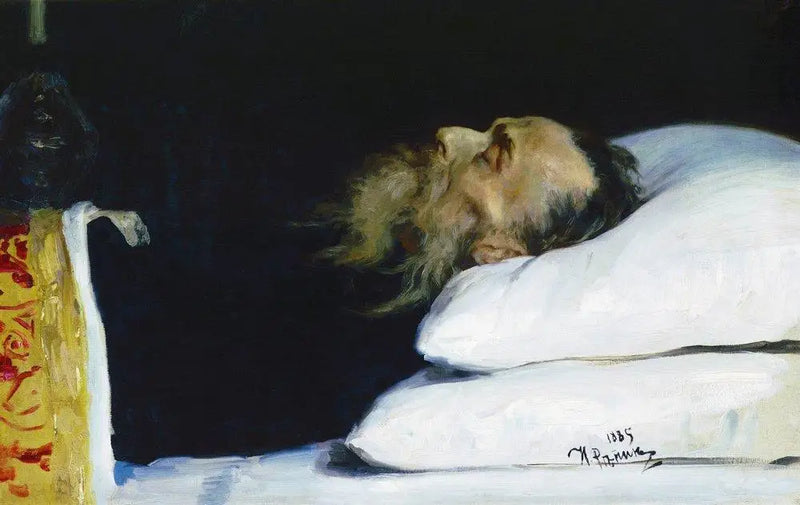 De historicus Nikolaï Ivanovitch Kostomarov in zijn graf. - Ilya Repin