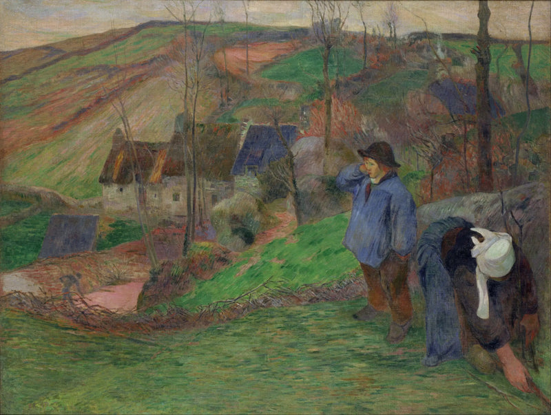 De Winter in Pont-Aven, kleine Breton en verzamelaar - Paul Gauguin