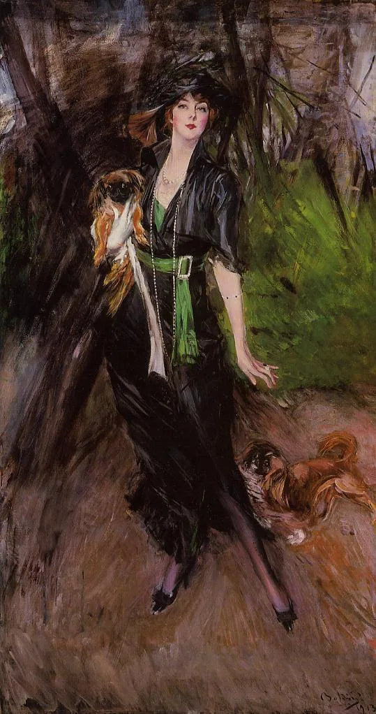 Lina Bilitis, met twee Pekinese - Giovanni Boldini