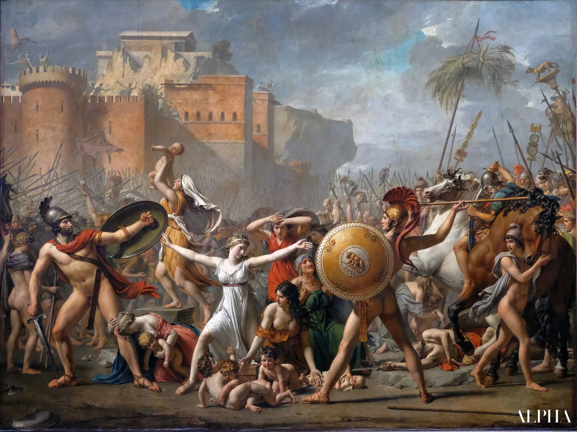 De interventie van de Sabijnen - Jacques-Louis David - Reproducties van schilderijen en hoogwaardige schilderijen