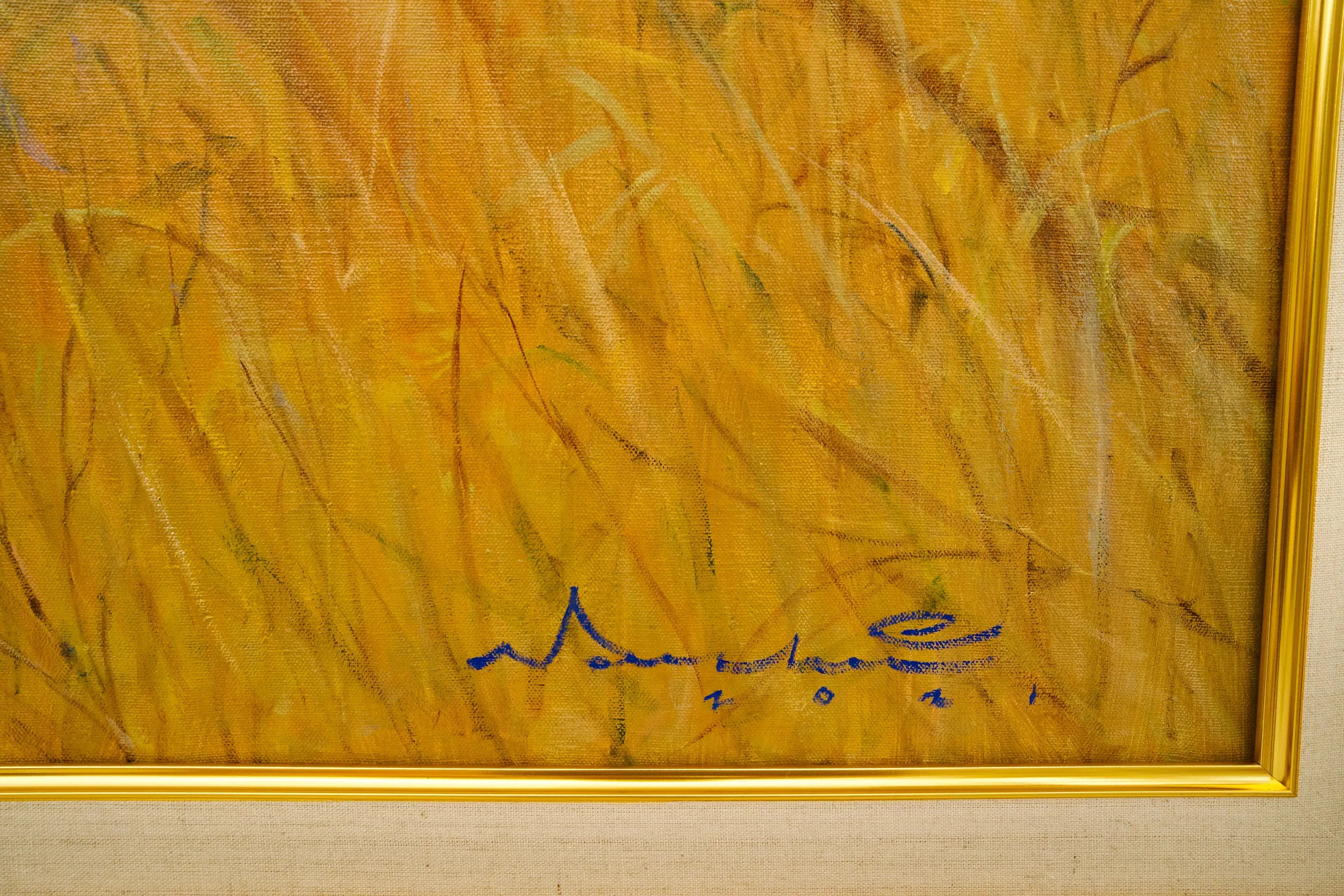 Lion dans la savane | 150 x 100 cm Reproductions de tableaux à la peinture à l’huile