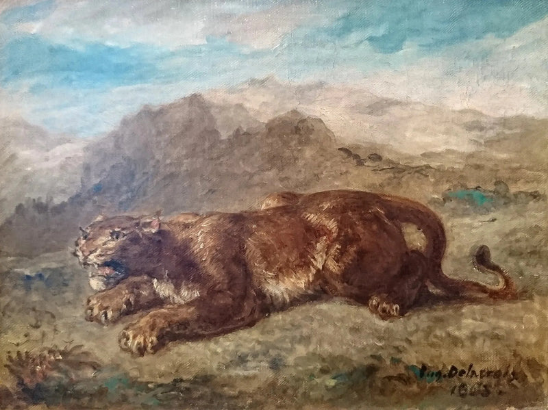 Leeuwin klaar om te springen - Eugène Delacroix