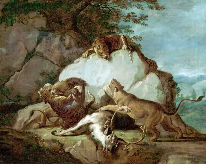 Leeuwen en tijgers die vechten om een hert - George Stubbs

Source:
Lions et tigres se battant pour un cerf - George Stubbs