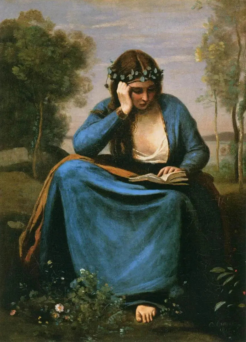 Kronkelende bloemendame, of De muze van Virgilius - Jean-Baptiste Camille Corot