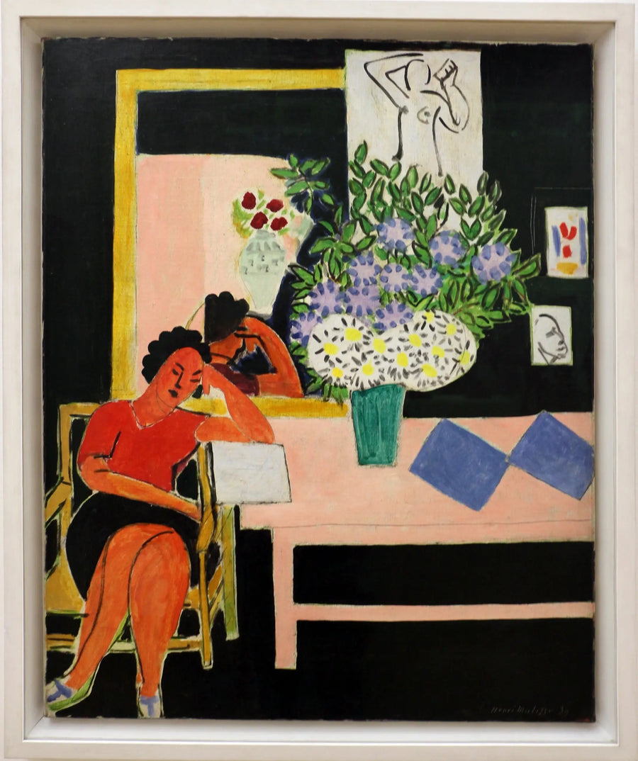 Lezer op zwarte achtergrond - Henri Matisse