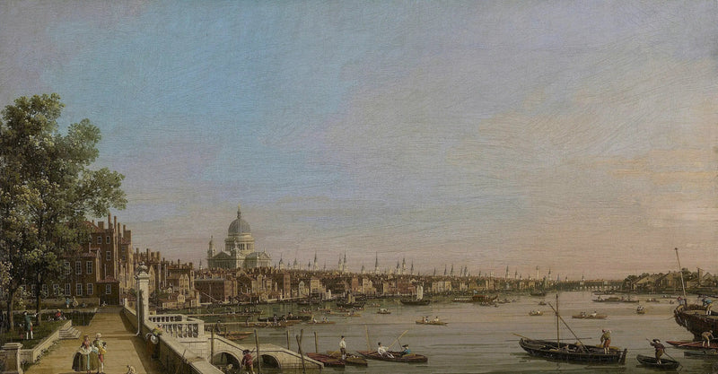 Londen en de Theems gezien vanaf het terras van Somerset House, richting de kathedraal van St. Paul - Canaletto

Source:
Londres et la Tamise vues de la terrasse de Somerset House, vers la cathédrale St. Paul - Canaletto