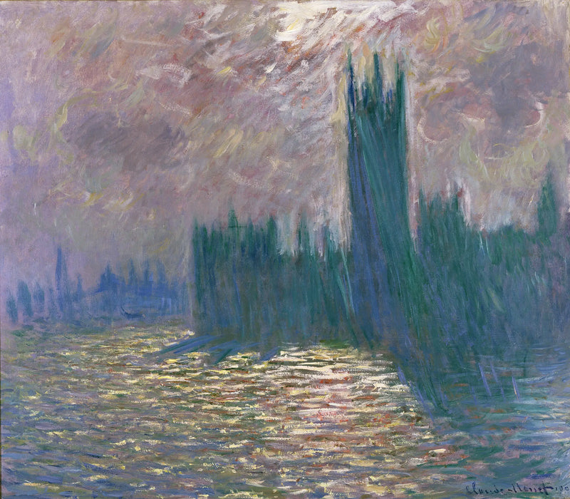 Londen, Het Parlement, Reflecties op de Theems - Claude Monet