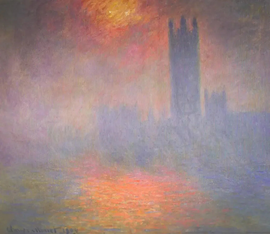 Londen, het Parlement. Zonnestraal in de mist - Claude Monet