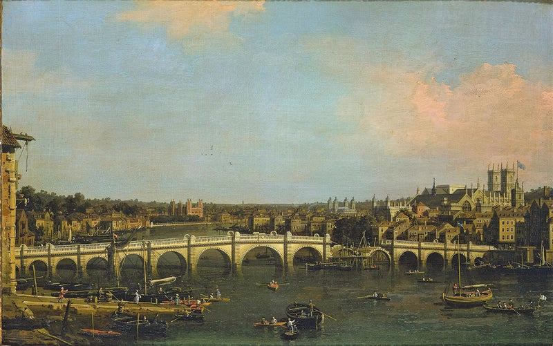 Londen : de Westminster-brug in reparatie vanaf het noorden - Canaletto

Source:
Londres : le pont de Westminster en réparation depuis le nord - Canaletto