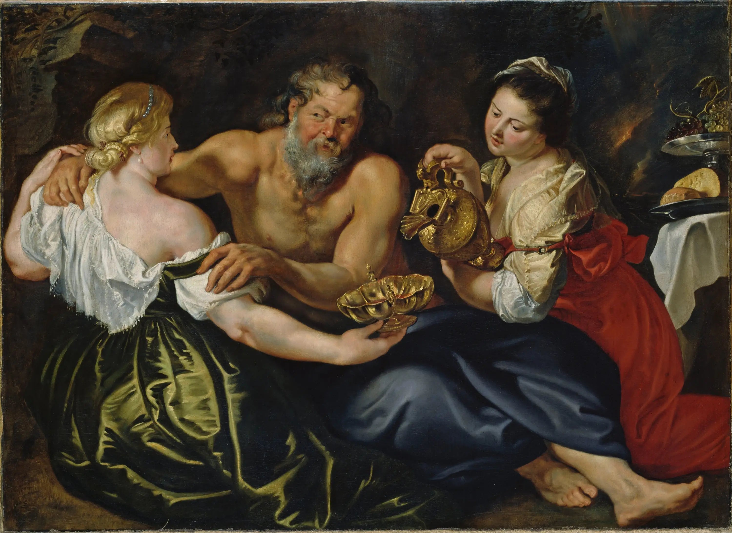 Lot et ses filles dans une grotte rocheuse - Peter Paul Rubens image 1 copie de tableau peinte à la main