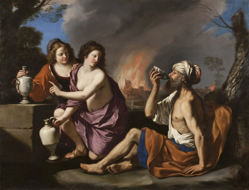 Lote en zijn dochters - Guercino