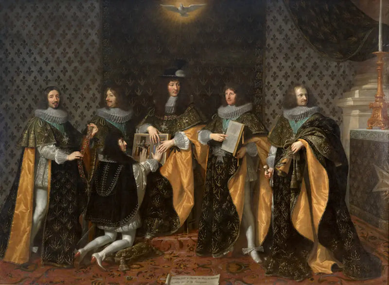Lodewijk XIV de dag na zijn kroning ontvangt de eed van zijn broer Meneer, hertog van Anjou, als ridder in de Orde van de Heilige Geest in Reims, op 8 juni 1654 - Philippe de Champaigne