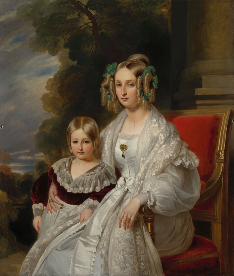 Louise, koningin der Belgen met Léopold, hertog van Brabant, toekomstige Léopold II, koning der Belgen

Source:
Louise, reine des Belges avec Léopold, duc de Brabant, futur Léopold II, roi des Belges - Franz Xaver Winterhalter
