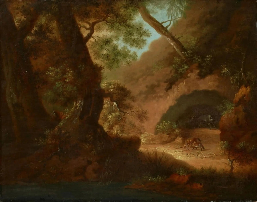 Wolven in het bos tegenover een grot - Caspar David Friedrich