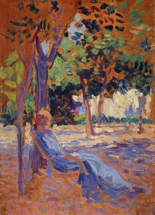 Lucie Cousturier in haar tuin - Maximilien Luce