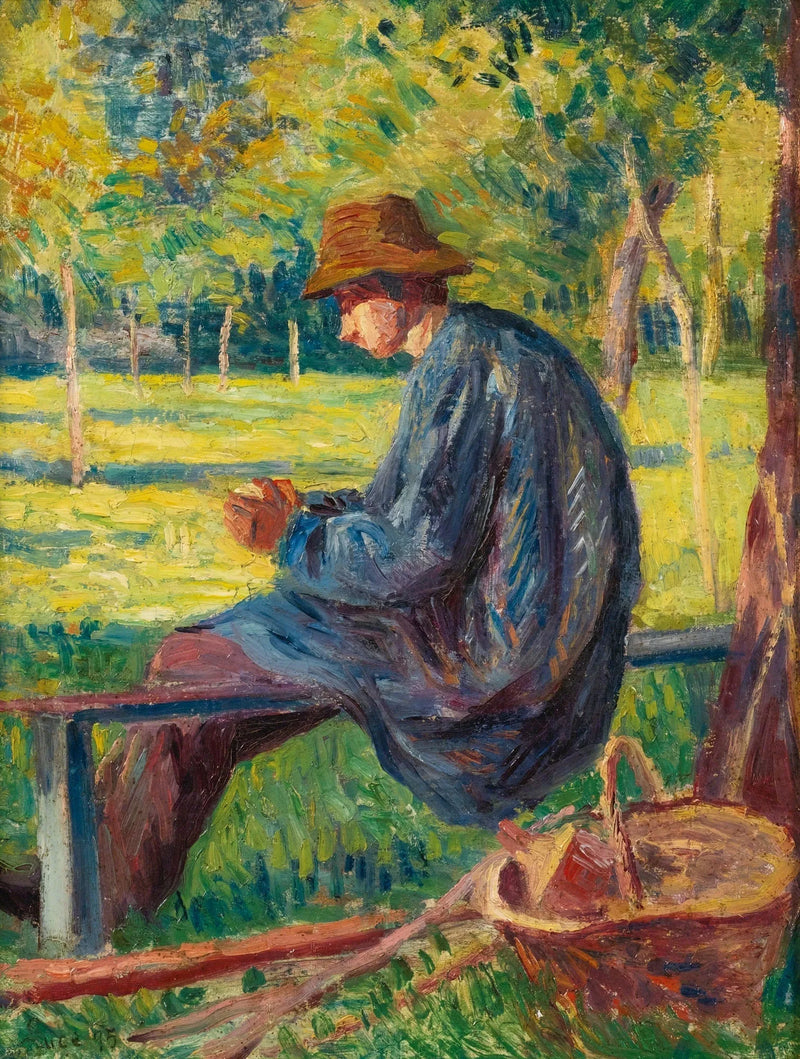 Ludovic Rodo Pissarro in de tuin van zijn vader in Eragny - Maximilien Luce