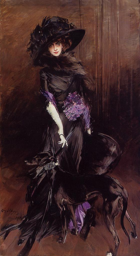 Luisa Casati (1881-1957) met een windhond - Giovanni Boldini