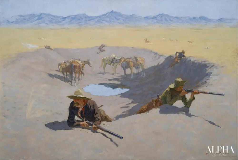 Lutte pour le trou d'eau - Frederic Remington - Reproductions de tableaux et peintures haut de gamme