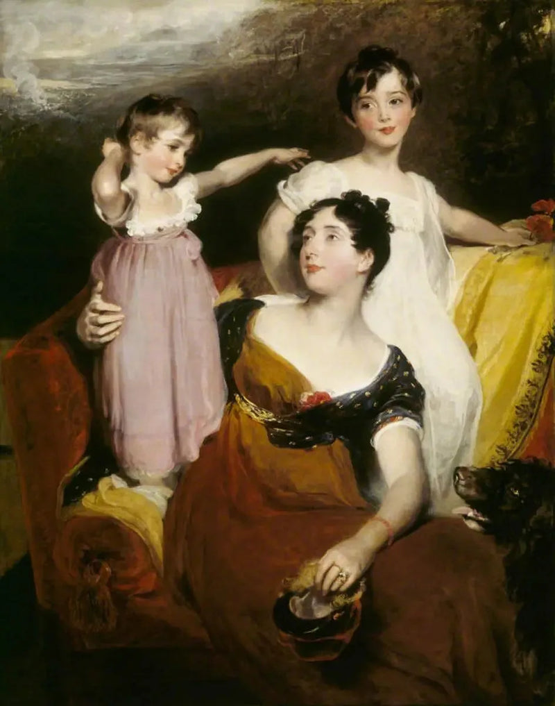 Lydia Elizabeth Hoare, Lady Acland (1786-1856) met haar twee zoons Thomas, later 11e Bt (1809-1898), en Arthur (1811-1857) - Thomas Lawrence