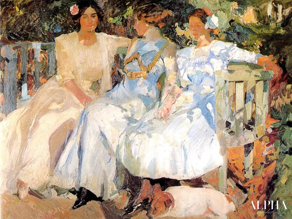 Ma femme et mes filles dans le jardin - Sorolla - Reproductions de tableaux et peintures haut de gamme