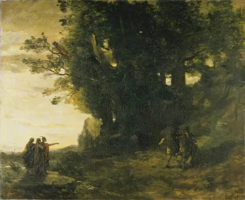 Macbeth en de heksen - Jean-Baptiste Camille Corot