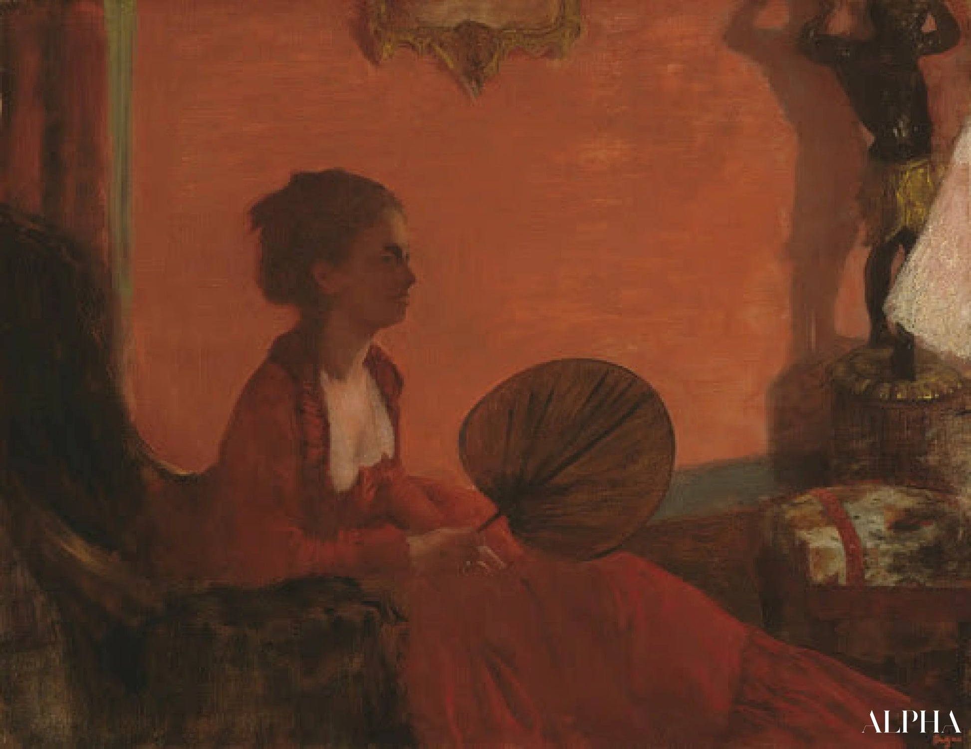 Mevrouw Camus in het rood - Edgar Degas - Reproducties van schilderijen en hoogwaardige schilderijen