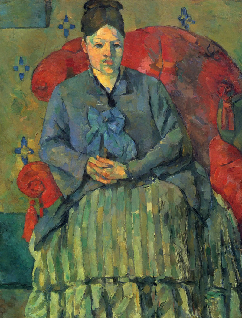 Mevrouw Cézanne in de gestreepte rok - Paul Cézanne