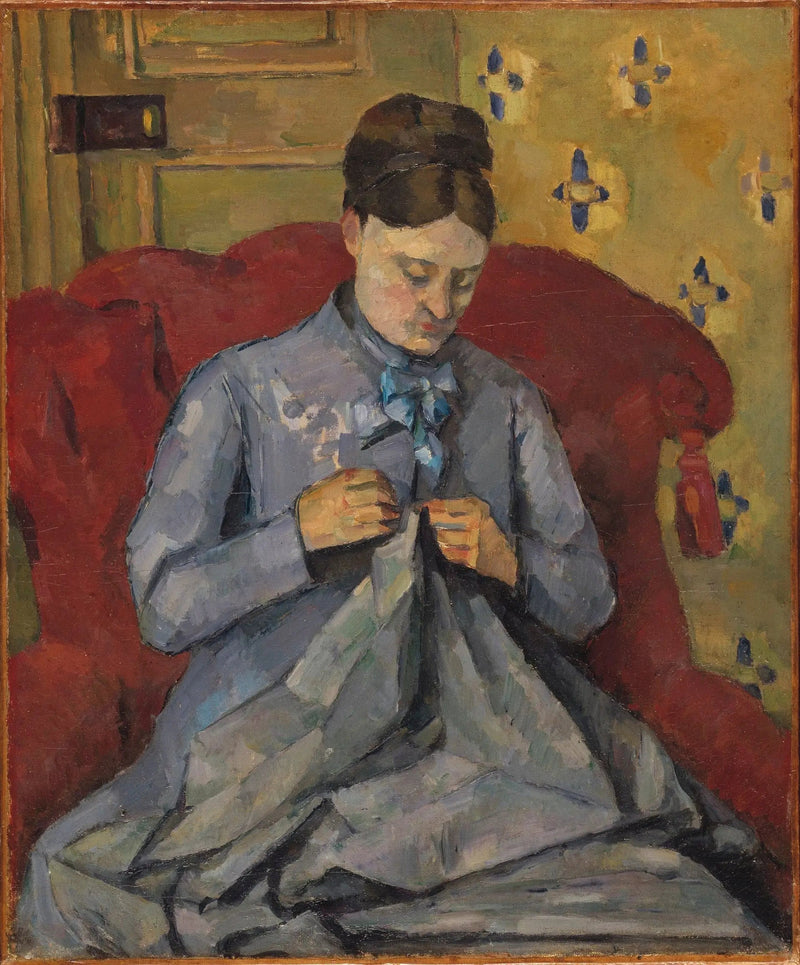 Madame Cézanne aan het naaien - Paul Cézanne