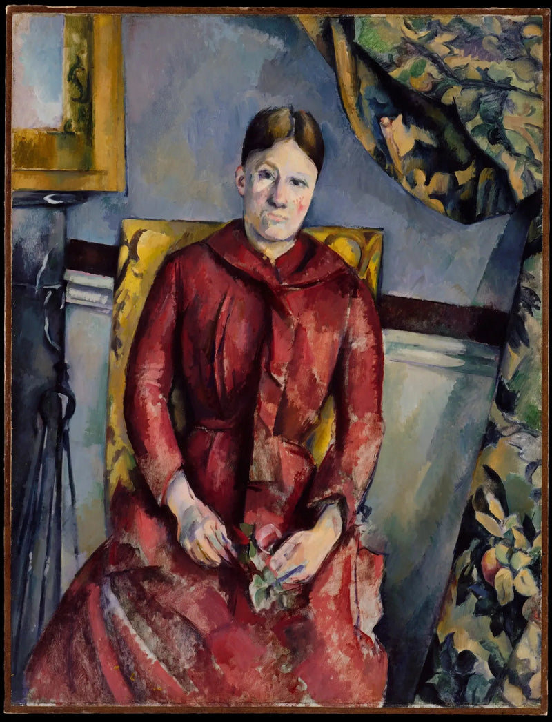 Mevrouw Cézanne in een rode jurk - Paul Cézanne