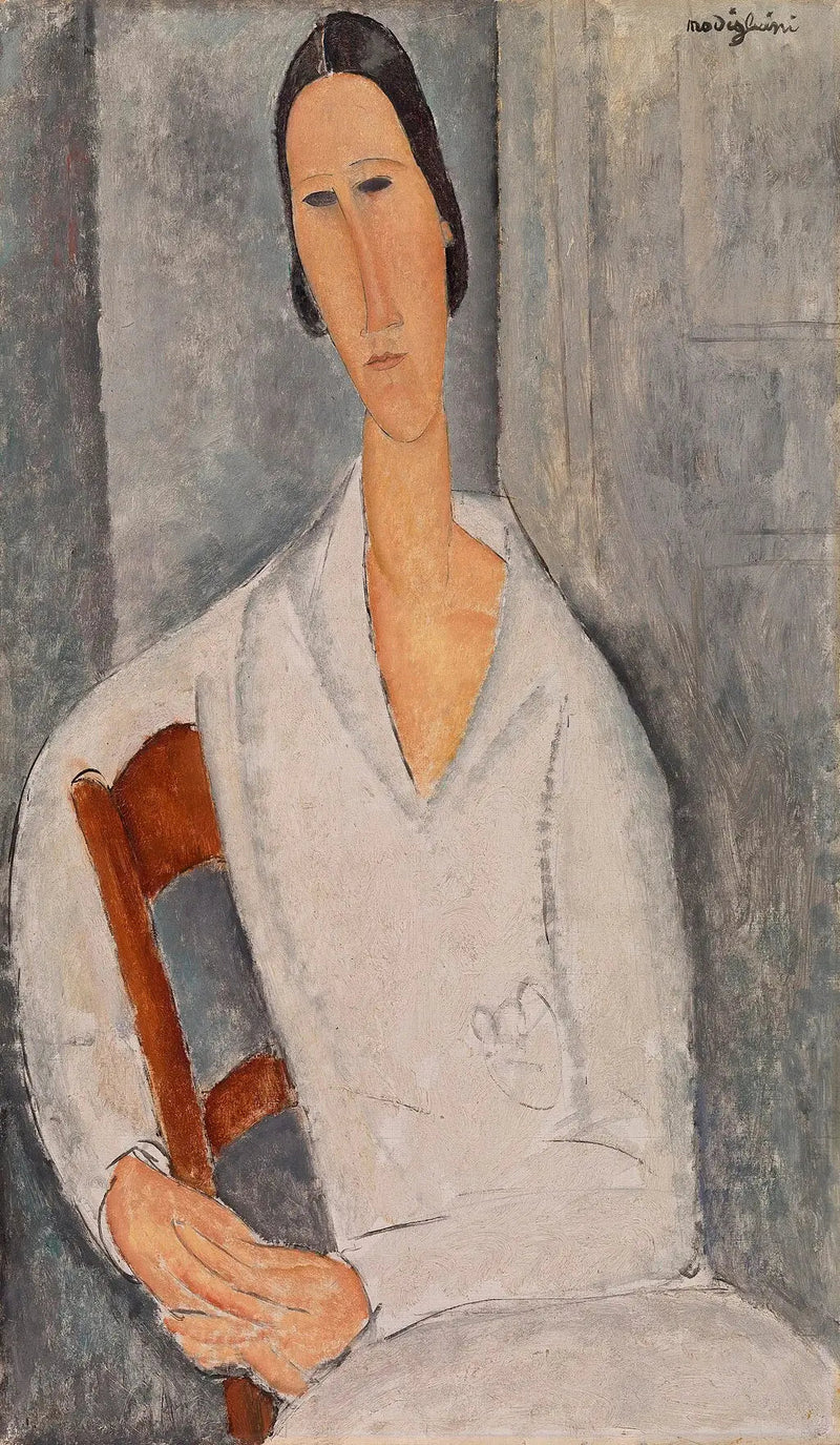 Mevrouw Hanka Zborowska leunend op een stoel - Amedeo Modigliani