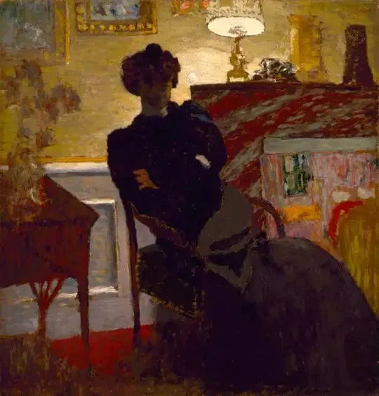 Madame Hessel zittend onder de lamp - Édouard Vuillard