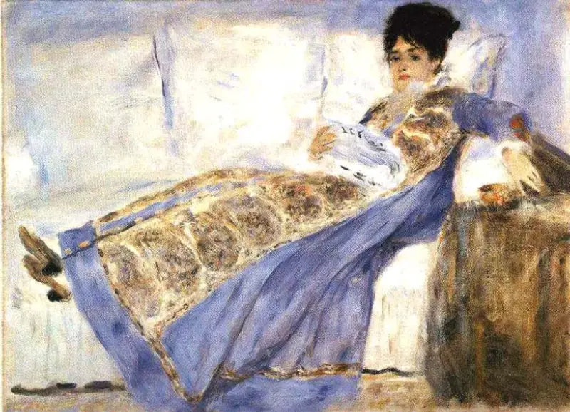Madame Monet lisant - Pierre-Auguste Renoir image 1 copie peinte à la main à l’huile