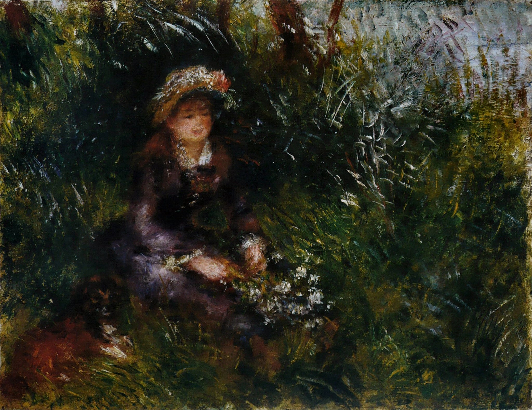 Madame Renoir au chien peinte par Pierre-Auguste Renoir en 1880