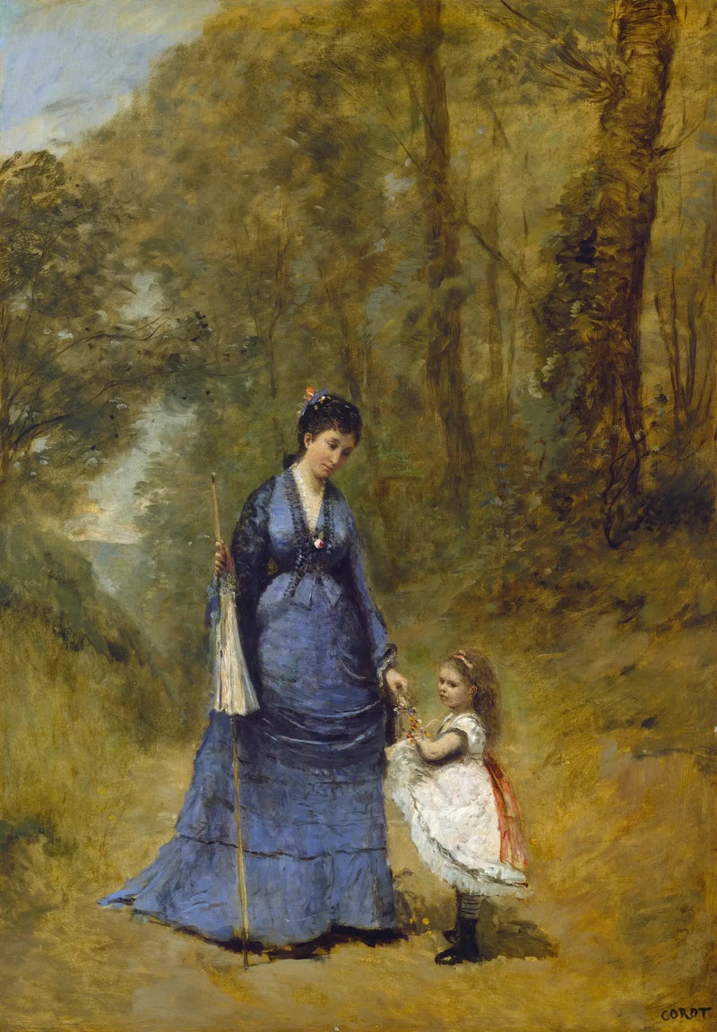 Madame Stumpf en haar dochter - Jean-Baptiste Camille Corot